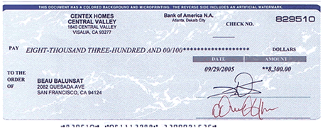 A Fake Check sent to one of our visitors.